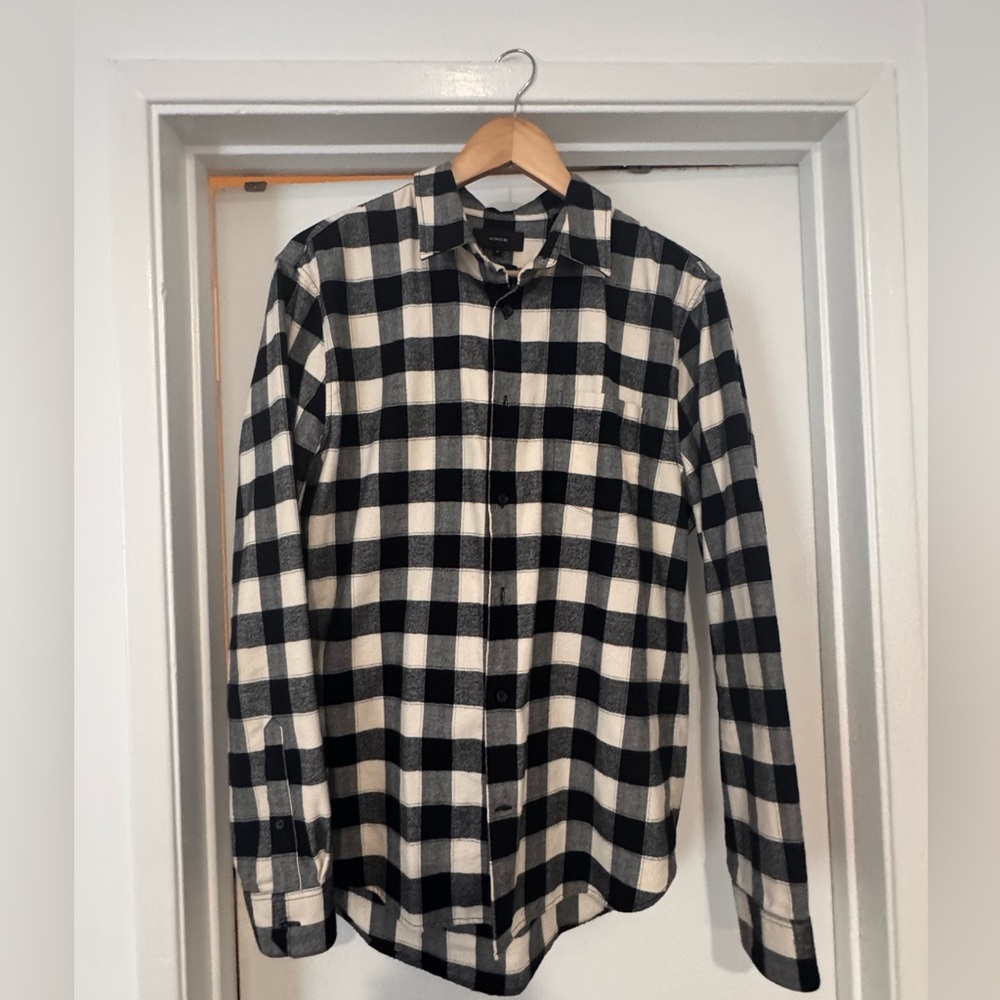 Vince Black and White Plaid Men's Shirt